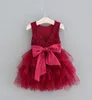 Niños Lace Tul Tulle Tutu Vestidos de niñas Bordado de bordado Vestida Princesa Chirstmas Kids Bows Bows Bows Bown Belt Fiest Fiest F925559406240