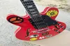 Пользовательский магазин Элвин Ли полу -лостовый кузов Big Red 335 Jazz Electric Guitar Multi Sticker