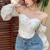 Camicette da donna festa floreale camicetta sexy tops estate design senza spalline mini dolce camicia dolce manica corsetto casual corsetto corsetto corsetto