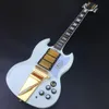 Högkvalitativ SG -specifikation 6 String Electric Guitar Peach Blossom Core Xylophone Body White Paint 3 Pickup 8341988