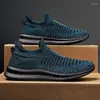 Sıradan Ayakkabı Yaz Çift Mavi Sneaker Düşük Kesim Erkekler Çorap Nefes Alma Erkekler Slip-On Büyük Boy 49 Tenis Maskulina