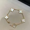 Van Clover Bracelet V Gold High Quality Electroplated 18K Rose Gol Four Leaf Clover Five Flower Bracelet Natural Amethyst Chalcedon Bracelet avec boîte