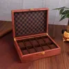 Designer Watch Boxes Wholesale Leather Wooden Watch Box 10 Grid Packaging Storage Display Cases Jewellery Packaging Box Ring Necklace Storage Box