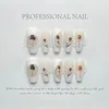 10st Handmade Rose Press On Nails Simple French Full Cover Ballerina Fake Wearable Decoration Professional Nail Tips Art 240328