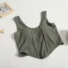 Frauen Tanks Frauen Baumwoll -Tanktops mit Bra Pad Y2K Ernte gestrickt festen unregelmäßigen Hem Camis Elastic Härmssport Summer 2024