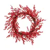 Decorative Flowers Christmas Wreath Decorated With Red Berries Artificial Xmas Decor Hanging Ornament For Holiday House Wall Wedding Party