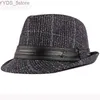 Waste Brim Hats Bucket HT2774 Fedoras Autumn Mens Hat Wintage Vintage Gentleman Black Band Black Band Fedora Trilby Jazz YQ240407