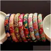 Bangle Peony Flower Chinese Filigree Cloisonne Enamel Traditional Handicraft Ethnic Bangles For Women Accessory Fashion Jewelry Drop Dhqo9