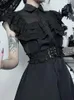 Robes de fête Instoit Gothic Mall Mesh Patchwork Robe d'été noir pour femmes Emo Streetwear Bodycon Sexy Grunge Aesthetic Mini
