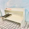 Hooks Desktop Storage Rack Double Layer Wooden Minimalist Bookshelf Desk White Girl Heart Student Cosmetics Box