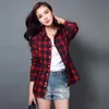 S4XL Women Cotton Shirt Spring Autumn Winter Casual Longsleeve Brushed Plaid Stripe Shirts Girls Tops Blus Female 240407