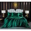 Wostar Solid Color Satin Rayon Deksel bedel kussensloop zomers paar luxe dubbele beddengoed set 4-delige king size 240417