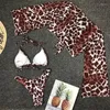 Swimwear femminile 2024 sexy tre pezzi Bikini Set manica lunga coperta di donne con costumi da bagno da bagno da bagno Summer Beach Wear
