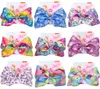 JOJO Siwa Hair Bows Unicorn Printed Jojo Bows With Clip hair accessories for girls 8 inch Large Rainbow Hair Bow SS1098621591