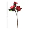 Decorative Flowers Silk 3 Heads Magnolia Flexible Handmade Bouquet Pography Props Red Stems Artificial Party