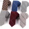 Coules de cou Coton Skinny Tie pour hommes Femmes Tie à plaid à plaid décontractée pour la fête Business Neckties Adult Cost Slim Neck Ties for Gifts 240407