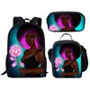 Sac à dos caricaturé nouveauté cool drôle de filles africaines 3D imprimées 3pcs / set élèves sacs d'école ordinateur portable