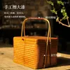 Cineros de vajilla Retro a mano Bamboo Bamboo Caja de refrigerio múltiple de múltiples capas Bento de picnic portátil con cesta de almacenamiento de pan de frutas cubiertas