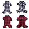 Dog Apparel Pajamas Winter Plush Plaid Pet Pjs Home Wear Comfy Four Legged Puppy Clothes Red Black For Small Medium Dogs Cats