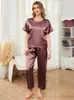 Home Clothing Womens Seidenpyjamas kurzärmelig