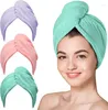 Serviette 3 pcs Femmes Cap de cheveux Séchage rapide solide Super absorbant avec bouton Microfibre Soft Shower Bath CHATS
