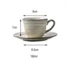 Cups Saucers Japanese Vintage Ceramic Coffee Cup Saucer Set Creative Screw Thread Mug Afternoon Tea Art Tazas Cafe Home Drinkware