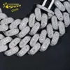 Luxury Rappers 25mm Heavy Iced Out Chain Emerald Cut Moissanite White Gold Plated Cuban Link Chain Mens Hip Hop Miami Chain