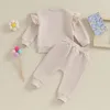 Clothing Sets Toddler Baby Girl Boy Outfits 2 Piece Sweatsuit Set Ruffle Long Sleeve Crewneck Sweatshirt And Sweatpants Solid Clothes