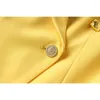 Kvinnors tvåbitar byxor Spring Fresh Yellow Women Suits Luxurious Stylish 2st Blazer Set High Street Outstanding Collection Female