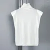 Frauen T -Shirts 2024SS Sommer Frauen hochwertige Schulterpolster gestrickt Slim Weste Tanktops T -Shirt 2 Farbe Gdnz 2.26