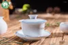 Cups Saucers Double Blue Lines White Porcelain Kungfu Hand-painted Tea Brewing Gaiwan 150ml
