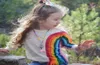 Spring Fall Fashion Kids Girls Cotton Rainbow Taasel Tshirts Children Oneck Stylish Tops Tees Designer INS Child Clothing Outfits9502806