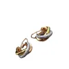 Light Luxury Earrings Designer Card three ring color separation wrapped fashionable and high-end French style diamond inlaid earrings With Logo