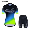 レーシングセットPhmax Cycling Jersey Set Anti-UV Women Bike Autdoor Sportwear with Pocket MTB通気性自転車服