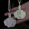 925 Silver Hip Hop Bling Middle Diamond Pingente Hip Hop Mens dedo pendente de baguete moissanita