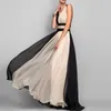 Elegante hoge taille Maxi Dres Fashion Gradient Patchwork Black Party Evening Jurken Chic Mouwess Pleated Long Vestdios 240327