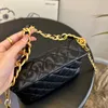 Lüks tasarımcı kadınlar kapitone crossbody çanta çifte altın zincir siyah küçük omuz çantası bayan vintage yüksek kaliteli orijinal deri çok pochette el çantası