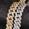20 mm Moisanite Cubaine Chaîne 925 Silver Iced Out 3 Raw Moissanite Diamond Bijoux femmes Men Hop Hop Bracelet Collier