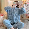 Home Clothing Women Neck Women Casual Nightwear Sleep Zestaw Intyment bielizny koralowca polar piżamy krótka jesienna piżama garnitur