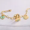 Braccialetti a catena del cuore a lucchetto dorato mai sbiadito braccialetti 18k oro oro designer di lusso braccialetti in acciaio inossidabile per uomini donne gioielli gioielli