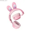 Écouteurs de téléphones portables Nouveaux écouteurs sans fil RVB Rabbit Orees HeadSet With Mic Meuve Girls Music Bluetooth Headphones For Childrens Gamer Headset Y240407