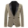 Men's Suits Coats Blazer Performances Solid Color Stage Velvet Blazers Dress Embellished Fashion Autumn Daily Holiday