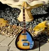 4 Strings Tobacco Sunburst Tear Drop Vox Phantom Electric Bass Guitar Semi Hollow Body Single F hole Large Block Inlay Nickel H4561147