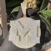 Designer M Letter In Circle Shape Super Sparkling Moissanite Diamond Hip Hop Pendant Necklace For Women Jewelry Personalized