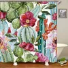 Shower Curtains Bathroom Decoration Curtain Cactus Flower Plant Leaves Printing Waterproof Home Decor With Hooks