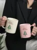 マグカップ350mlカップルメリークリスマスセラミックマグかわいいクリスマスツリーコーヒーカップ家を飲むクリエイティブハンドヘルドギフト