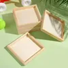 Theebladen 6 pc's mini puzzel lunchbox kleine houten blokken houten onafgemaakte bamboe opslag serveren