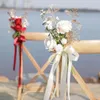 Fiori decorativi 2 pezzi/set Western in stile Western Outdoor Wedding Sedia Back Flower Banquet Decoration Rose Heart Leaf Simulazione Bouquet Z-780