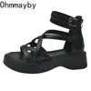 Zomer gladiator platform platte sandalen mode open teen n bandschoenen dames buiten feestjurk sandalias 240327