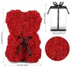 Decorative Flowers Valentines Day Gift 25cm Rose Bear With Box Artificial Teddy Gifts For Mom Girlfriend Wedding Anniversary Birthday